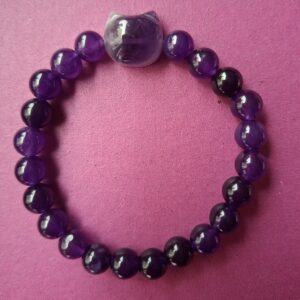 Armband met kattenkop: paars met licht kopje